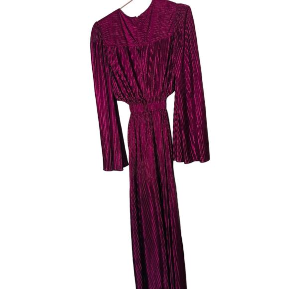 RAMY BROOK Kimberly Purple Metallic Accordion Pleat Corded Waist Cutout Dress M - Picture 6 of 13
